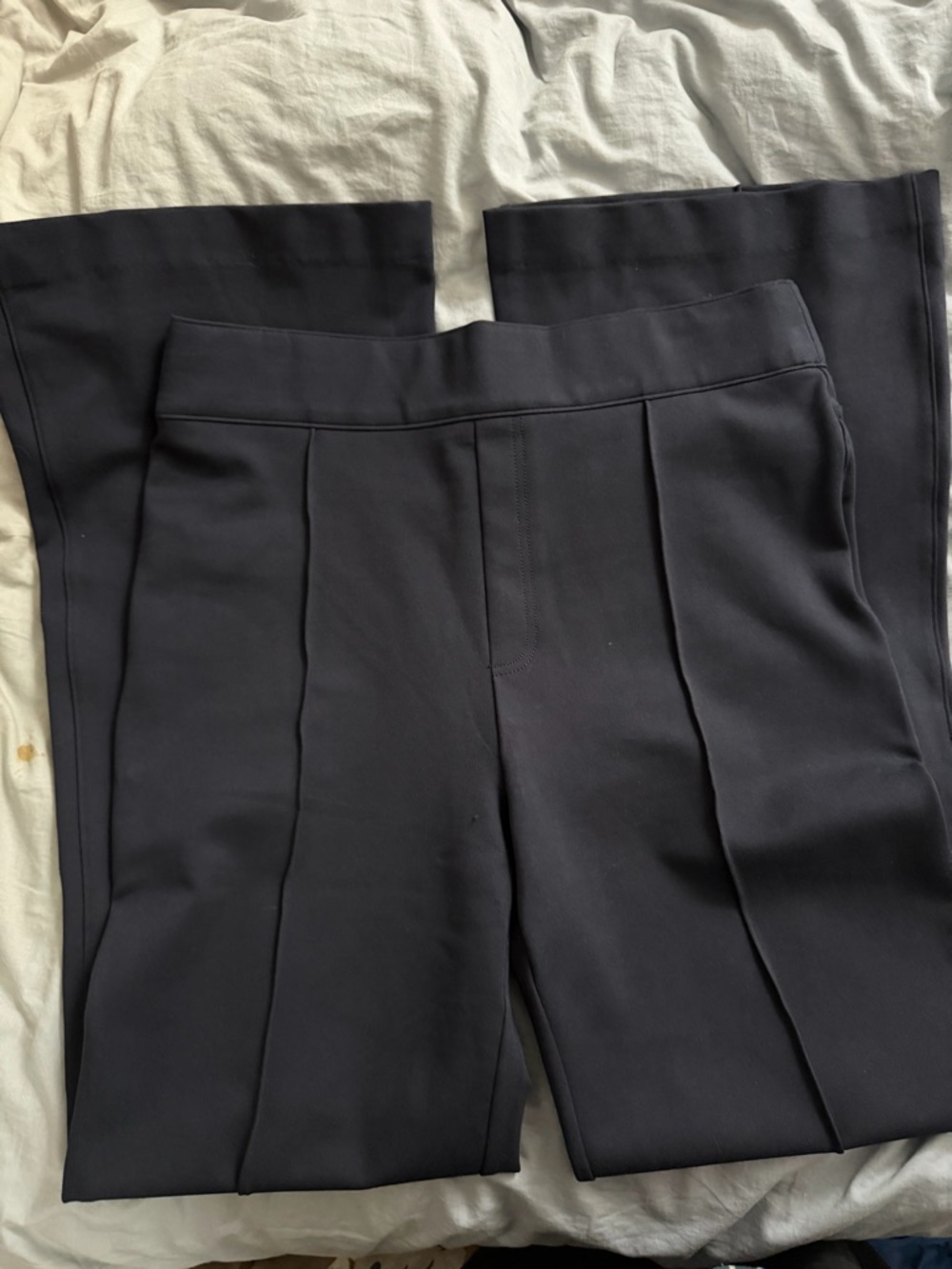 SPANX Navy Wide Leg Pants 1X Tall High Waist Pull On Work Office Ponte - Picture 2 of 7